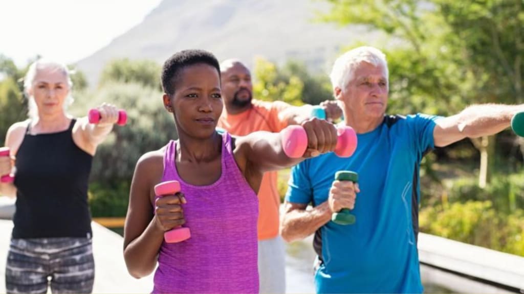 Middle aged women exercising